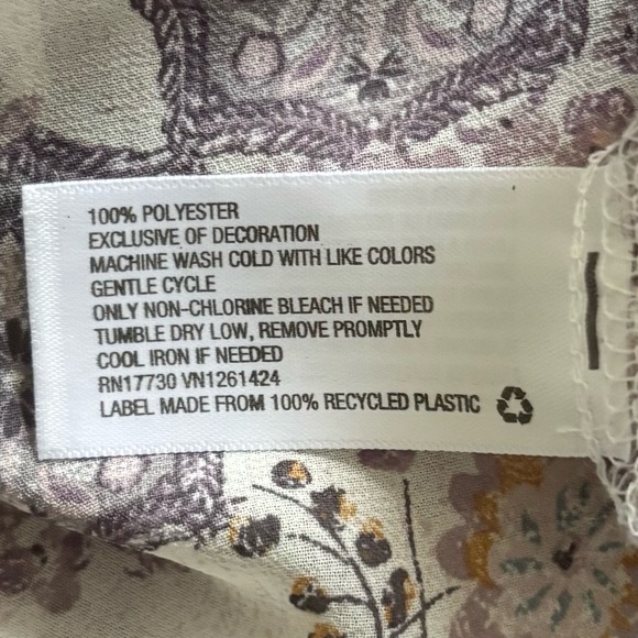 Knox Rose Womens Boho Purple Off-White Floral Print Blouse V-Neck Tassels XL - Picture 4 of 4